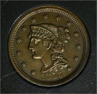 1855 LARGE CENT, CH AU