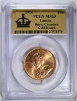 1914 $10 CANADA GOLD PCGS MS63