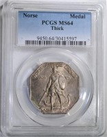 1925 NORSE “THICK” MEDAL, PCGS MS-64