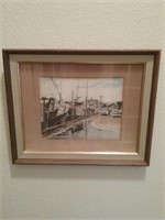 Custom framed watercolor of New Bedford
