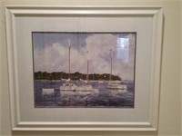 Custom framed sailboat Watercolor