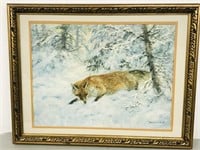 print of fox in forest 30 x 35