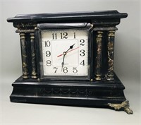 antique wood case mantel clock - quartz