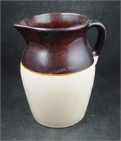 Vintage 2 Tone Brown 1/2 Gal Pottery Pitcher