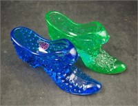 2 Vintage Fenton Glass Cat Head Slipper Shoes