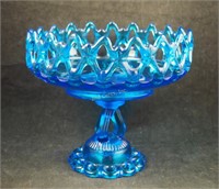 Westmoreland Blue Doric Lace Pedestal Bowl