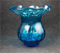 Blenko Handcraft Blue Blown Glass 6 Flower Vase