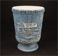 Rare Fenton D Bunner 6" Winter Scene Glass Vase