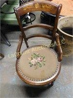vintage chair, needlepoint seat