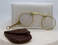 ca. 1930's 14K Gold Lorgnette Opera Glasses