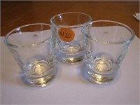 3 Vintage Etched Glass Shot Glasses
