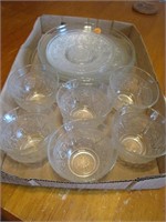 13 Pc. Tiara Glass 3 Snack Plates & Cups +
