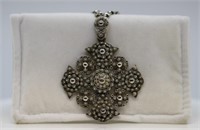 Vintage Jerusalem Sterling Silver Cross Necklace
