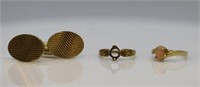 24k Gold & Gold Plate Rings & 10k Cufflinks
