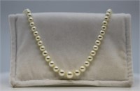 Vintage Genuine Pearl Necklace w/ Silver Clasp
