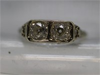 ca. 1920's 18k White Gold Double Diamond Ring