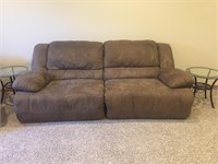 Microfiber reclining couch and loveseat