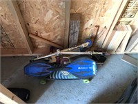 Three razor scooters in to skateboards