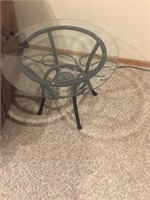 Two glass end tables