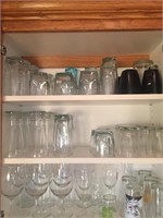 Contents of kitchen cupboards glassware wine glass