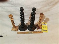 (4) Wooden Candle Sticks