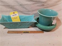(3) Turquoise Colored Planters