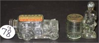 FIGURAL GLASS CANDY CONTAINERS (2)