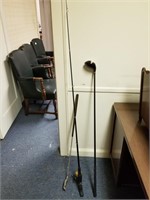 Fishing pole, back scratcher and golf club