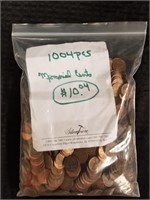 1004 pennies (various dates)