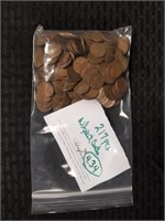 217 wheat pennies (various dates)