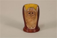 Folk Art Owl Vase, 4.5" Tall by 3" Wide, Glass
