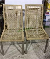 2 matching wrapped & woven chairs, aluminum base