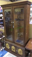 Vintage gun cabinet, with glass doors, key to