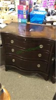 3 drawer bow front dresser with top pull out