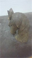 Wooden horse head figurine