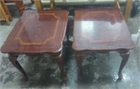 (2) Wooden Side Tables with Queen Anne Legs-