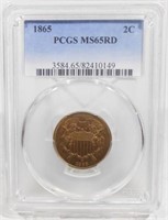 1865 2 CENT - MS65 RD