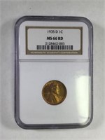 1935D 1 CENT LINCOLN PENNY MS66 RD