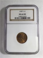 1949S 1 CENT LINCOLN  PENNY MS66 RD