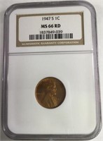 1947 S 1 CENT LINCOLN PENNY MS66 RD