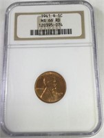1941 S 1 CENT LINCOLN PENNY MS66 RD