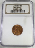 1942 D 1 CENT LINCOLN PENNY MS66 RD