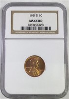 1954D 1 CENT LINCOLN PENNY MS66 RD
