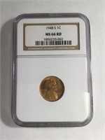 1948S 1 CENT LINCOLN PENNY MS66 RD