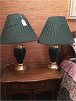 Green and gold matching lamps