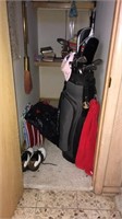 Golf clubs and contents of closet