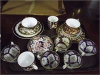 Early 1800S Hand Decorated Cups & Saucers W/ Gold