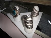 3 Sterling Rings: Custom Design, Leaf, & Turquoise