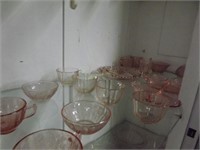 20Pcs. Pink Depression Glass Incl Footed Bowl, Cup