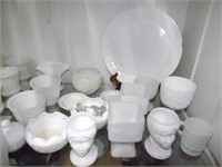 17 Assort Milk Glass Incl - Head Vases, Planters,